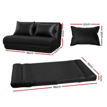 Load image into Gallery viewer, Artiss Lounge Sofa DOUBLE Floor Recliner Chaise Chair Folding PU leather Black - Oceania Mart
