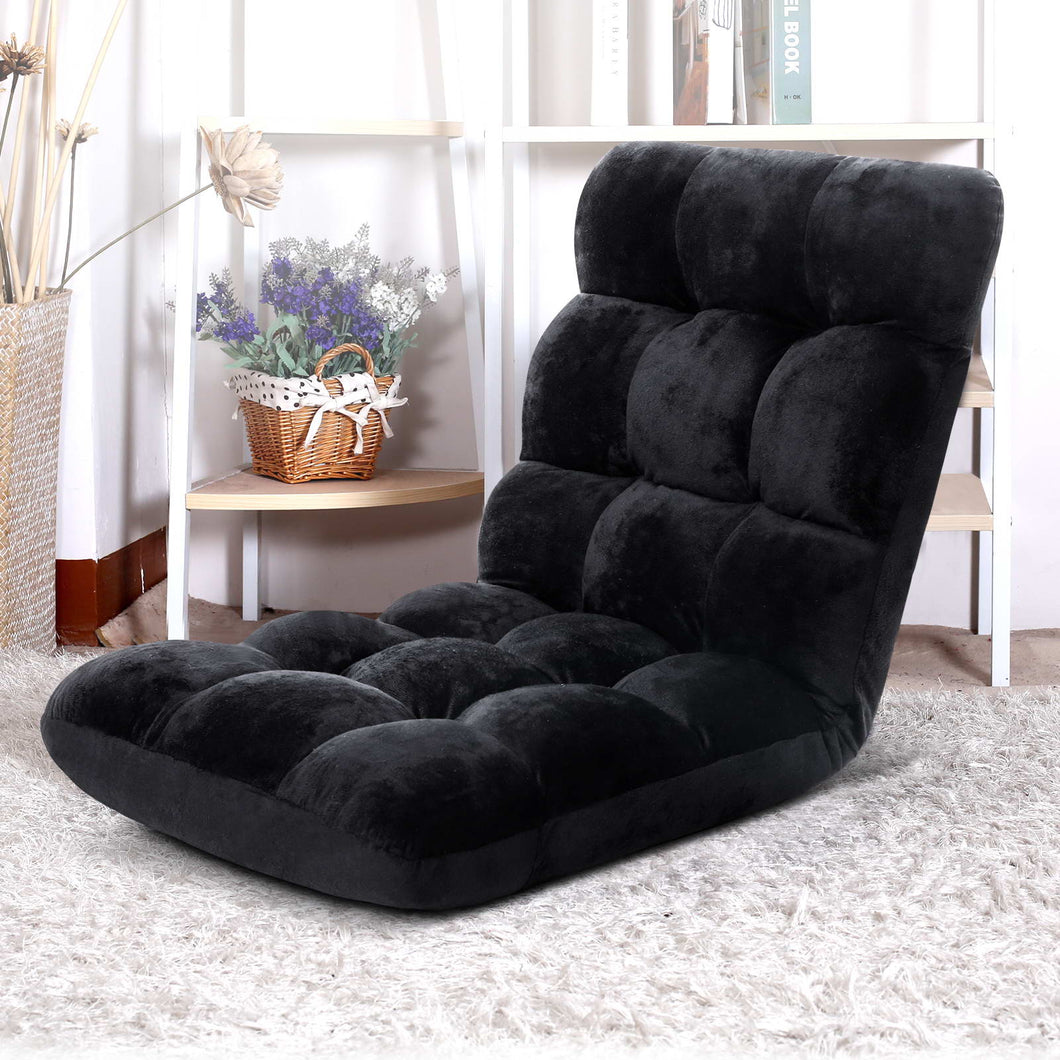 Artiss Lounge Sofa Floor Recliner Futon Chaise Folding Couch Black - Oceania Mart
