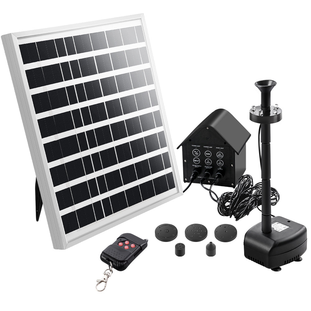 Solar Pond Pump with Battery Garden Water Fountains Panel Kit LED Light 5 FT - Oceania Mart