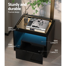 Load image into Gallery viewer, Bedside Tables Side Table RGB LED Drawers High Gloss Nightstand Black
