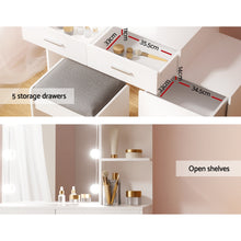 Load image into Gallery viewer, Artiss Dressing Table LED 10 Bulbs Makeup Mirror Stool Set Vanity Desk White
