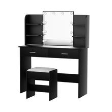 Load image into Gallery viewer, Dressing Table LED Makeup Mirror Stool Set 10 Bulbs Vanity Desk Black
