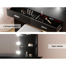 Load image into Gallery viewer, Dressing Table LED Makeup Mirror Stool Set 10 Bulbs Vanity Desk Black
