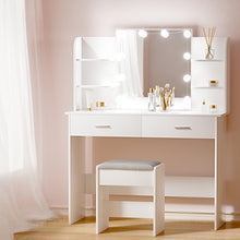 Load image into Gallery viewer, Artiss Dressing Table LED Makeup Mirror Stool Set 10 Bulbs Vanity Desk White
