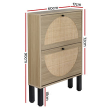 Load image into Gallery viewer, Artiss Shoe Cabinet 2 Drawers Rattan 6 Pairs
