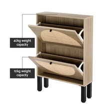 Load image into Gallery viewer, Artiss Shoe Cabinet 2 Drawers Rattan 6 Pairs
