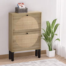 Load image into Gallery viewer, Artiss Shoe Cabinet 2 Drawers Rattan 6 Pairs
