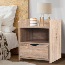 Load image into Gallery viewer, Bedside Tables Storage Drawer Side Table Bedroom Furniture Nightstand Shelf Unit Oak
