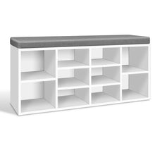 Load image into Gallery viewer, Fabric Shoe Bench with Storage Cubes - White
