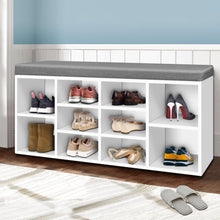 Load image into Gallery viewer, Fabric Shoe Bench with Storage Cubes - White
