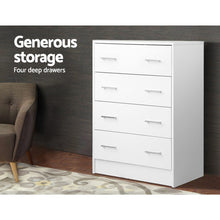 Load image into Gallery viewer, Artiss Tallboy 4 Drawers Storage Cabinet - White
