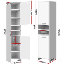 Load image into Gallery viewer, Artiss 185cm Bathroom Tallboy Toilet Storage Cabinet Laundry Cupboard Adjustable Shelf White - Oceania Mart
