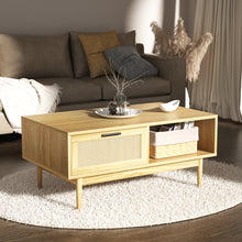 Load image into Gallery viewer, Artiss Rattan Coffee Table with Storage Drawers Shelf Modern Wooden Tables
