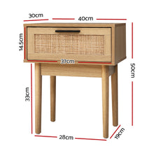 Load image into Gallery viewer, Artiss Bedside Tables Table 1 Drawer Storage Cabinet Rattan Wood Nightstand - Oceania Mart
