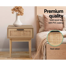 Load image into Gallery viewer, Artiss Bedside Tables Table 1 Drawer Storage Cabinet Rattan Wood Nightstand - Oceania Mart
