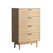 Load image into Gallery viewer, 4 Chest of Drawers Rattan Tallboy Cabinet Bedroom Clothes Storage Wood
