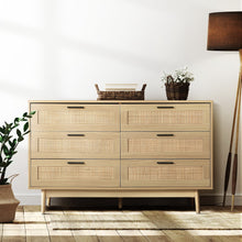Load image into Gallery viewer, 6 Chest of Drawers Rattan Tallboy Cabinet Bedroom Clothes Storage Wood
