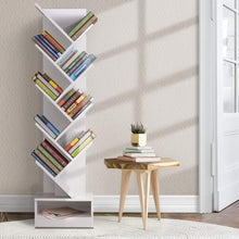 Load image into Gallery viewer, Display Shelf 9-Shelf Tree Bookshelf Book Storage Rack Bookcase White
