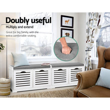 Load image into Gallery viewer, Artiss Fabric Shoe Bench with Drawers - White &amp; Grey
