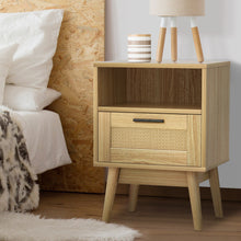 Load image into Gallery viewer, Bedside Tables Rattan Drawers Side Table Nightstand Storage Cabinet Wood
