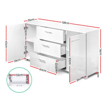 Load image into Gallery viewer, Artiss High Gloss Sideboard Storage Cabinet Cupboard - White
