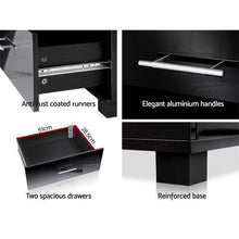 Load image into Gallery viewer, Artiss High Gloss Two Drawers Bedside Table - Black
