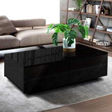 Load image into Gallery viewer, Modern Coffee Table 4 Storage Drawers High Gloss Living Room Furniture Black
