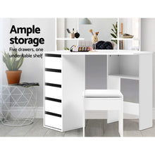 Load image into Gallery viewer, Corner Dressing Table With Mirror Stool White Mirrors Makeup Tables Chair
