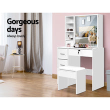Load image into Gallery viewer, Dressing Table Stool Mirror Jewellery Cabinet Makeup Storage Drawer White
