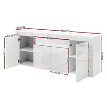 Load image into Gallery viewer, Artiss Buffet Sideboard Cabinet High Gloss Storage 4 Doors Cupboard Hall White
