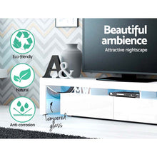 Load image into Gallery viewer, Artiss TV Cabinet Entertainment Unit Stand RGB LED Gloss Furniture 2 Drawers 200cm White - Oceania Mart
