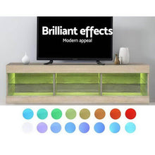 Load image into Gallery viewer, Artiss TV Cabinet Entertainment Unit Stand RGB LED Glass Shelf Storage 150cm Oak - Oceania Mart
