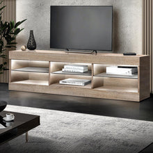 Load image into Gallery viewer, Artiss TV Cabinet Entertainment Unit Stand RGB LED Glass Shelf Storage 150cm Oak - Oceania Mart
