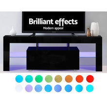 Load image into Gallery viewer, Artiss TV Cabinet Entertainment Unit Stand RGB LED Gloss Furniture 130cm Black - Oceania Mart
