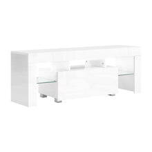 Load image into Gallery viewer, Artiss 130cm RGB LED TV Stand Cabinet Entertainment Unit Gloss Furniture Drawer Tempered Glass Shelf White - Oceania Mart
