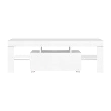 Load image into Gallery viewer, Artiss 130cm RGB LED TV Stand Cabinet Entertainment Unit Gloss Furniture Drawer Tempered Glass Shelf White - Oceania Mart
