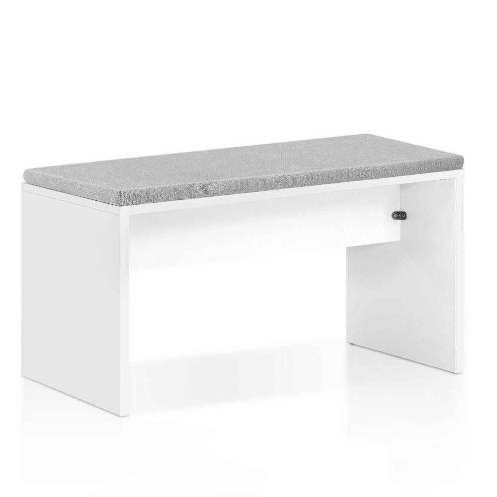Artiss Dining Bench Upholstery Seat Stool Chair Cushion Furniture White 90cm - Oceania Mart