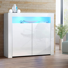 Load image into Gallery viewer, Artiss Buffet Sideboard Cabinet LED High Gloss Storage Cupboard 2 Doors White
