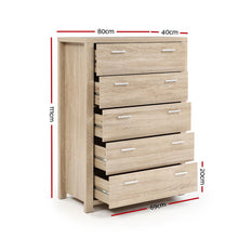 Load image into Gallery viewer, Artiss 5 Chest of Drawers Tallboy Dresser Table Bedroom Storage Cabinet - Oceania Mart
