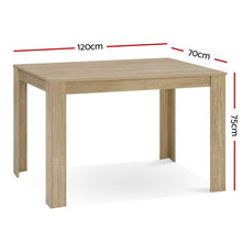 Load image into Gallery viewer, Artiss Dining Table 4 Seater Wooden Kitchen Tables Oak 120cm Cafe Restaurant
