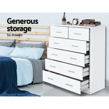 Load image into Gallery viewer, Artiss Tallboy Dresser Table 6 Chest of Drawers Cabinet Bedroom Storage White
