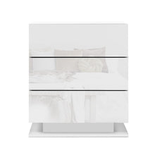 Load image into Gallery viewer, Artiss Bedside Tables Side Table RGB LED Lamp 3 Drawers Nightstand Gloss White
