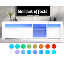 Load image into Gallery viewer, Artiss TV Cabinet Entertainment Unit Stand RGB LED Gloss 3 Doors 180cm White - Oceania Mart
