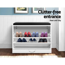 Load image into Gallery viewer, Shoe Cabinet Bench Shoes Storage Rack Organiser Drawer White 15 Pairs
