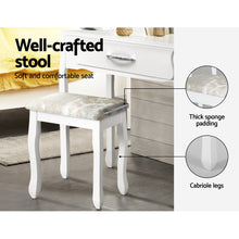Load image into Gallery viewer, Artiss Dressing Table Stool Makeup Mirror Drawer White Jewellery Cabinet
