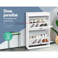 Load image into Gallery viewer, Artiss Shoe Cabinet Shoes Storage Rack White Organiser Shelf Cupboard Drawer 12 Pairs
