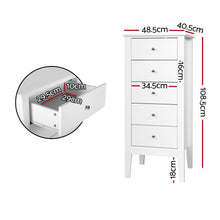 Load image into Gallery viewer, 5 Tallboy Chest of Drawers Storage Cabinet Bedside Table Dresser White
