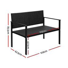 Load image into Gallery viewer, Gardeon Outdoor Garden Bench Seat Rattan Chair Steel Patio Furniture Park Black
