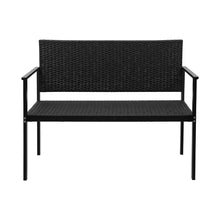 Load image into Gallery viewer, Gardeon Outdoor Garden Bench Seat Rattan Chair Steel Patio Furniture Park Black

