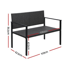 Load image into Gallery viewer, Gardeon Outdoor Garden Bench Seat Rattan Chair Steel Patio Furniture Park Grey
